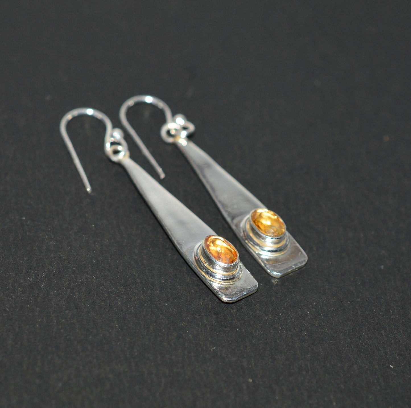 WHOLESALE 3PR 925 SOLID STERLING SILVER CUT YELLOW CITRINE HOOK EARRING LOT