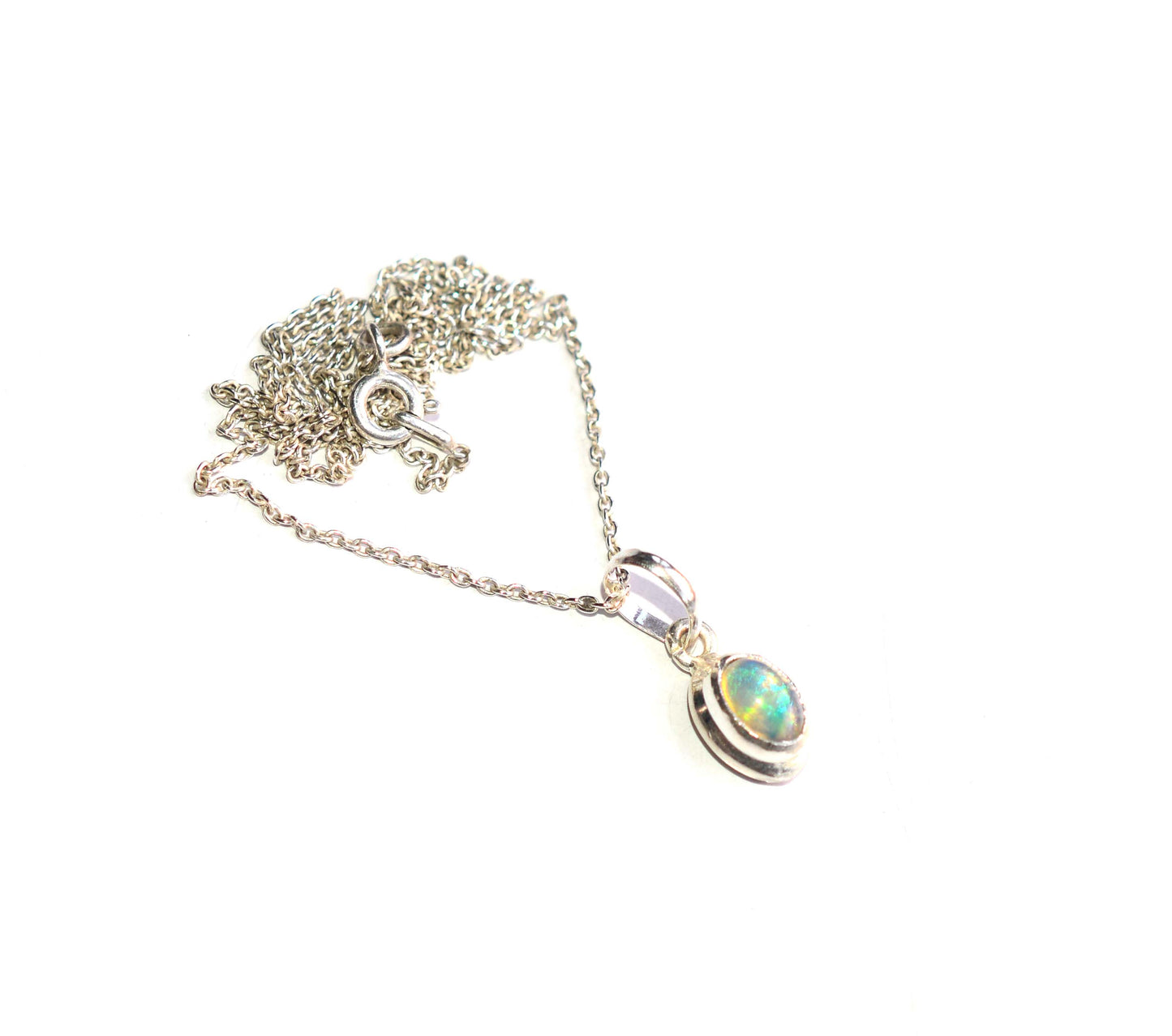 925 SOLID STERLING SILVER ETHIOPIAN OPAL CHAIN PENDANT