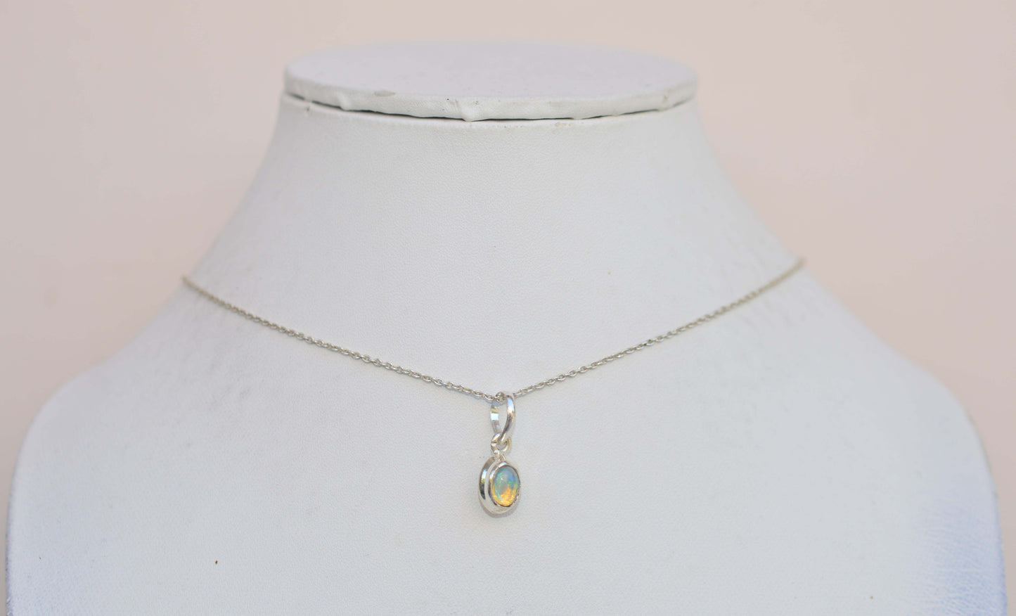 925 SOLID STERLING SILVER ETHIOPIAN OPAL CHAIN PENDANT
