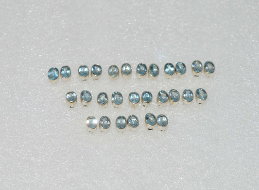 WHOLESALE 14PR 925 SOLID STERLING SILVER FACETED BLUE TOPAZ STUD EARRING LOT