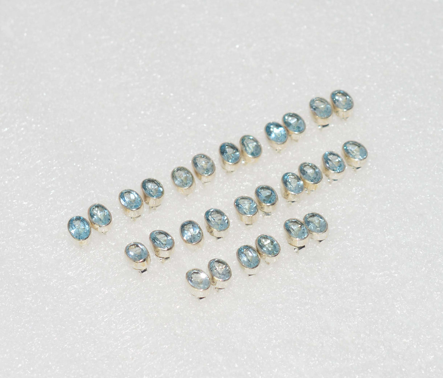 WHOLESALE 14PR 925 SOLID STERLING SILVER FACETED BLUE TOPAZ STUD EARRING LOT