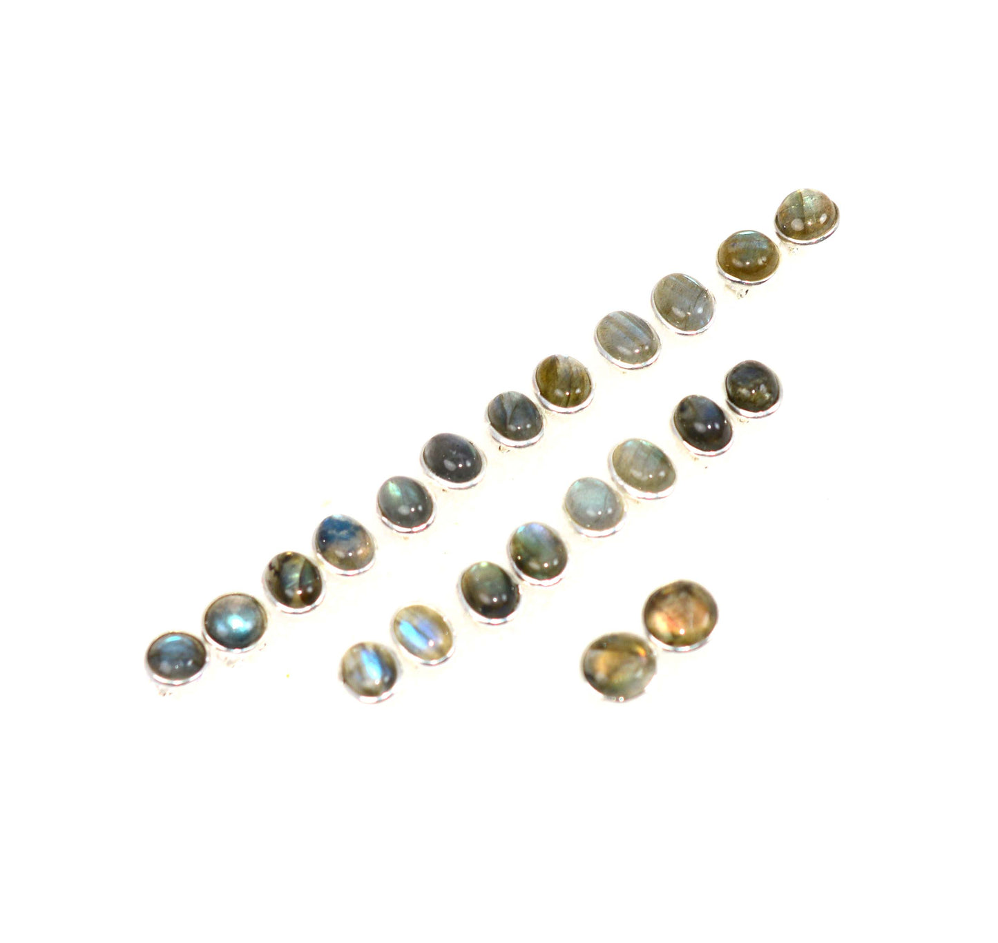 WHOLESALE 11PR 925 SOLID STERLING SILVER LABRADORITE STUD EARRING LOT