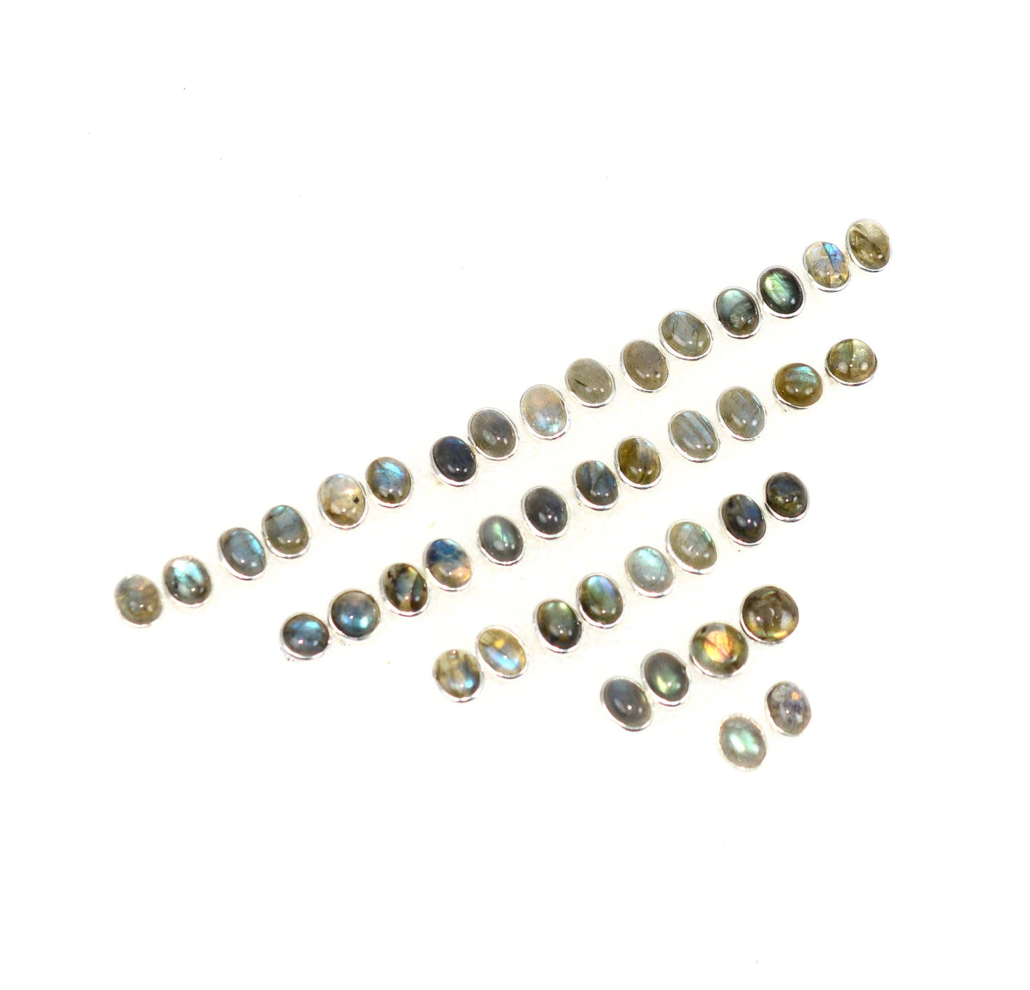 WHOLESALE 21PR 925 SOLID STERLING SILVER LABRADORITE STUD EARRING LOT
