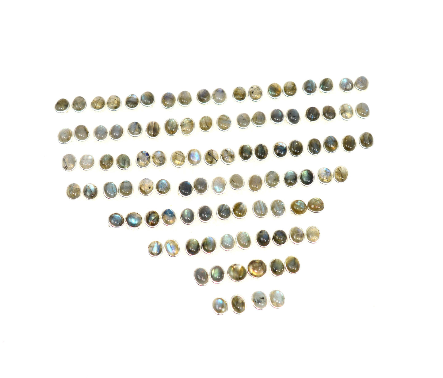 WHOLESALE 51PR 925 SOLID STERLING SILVER LABRADORITE STUD EARRING LOT