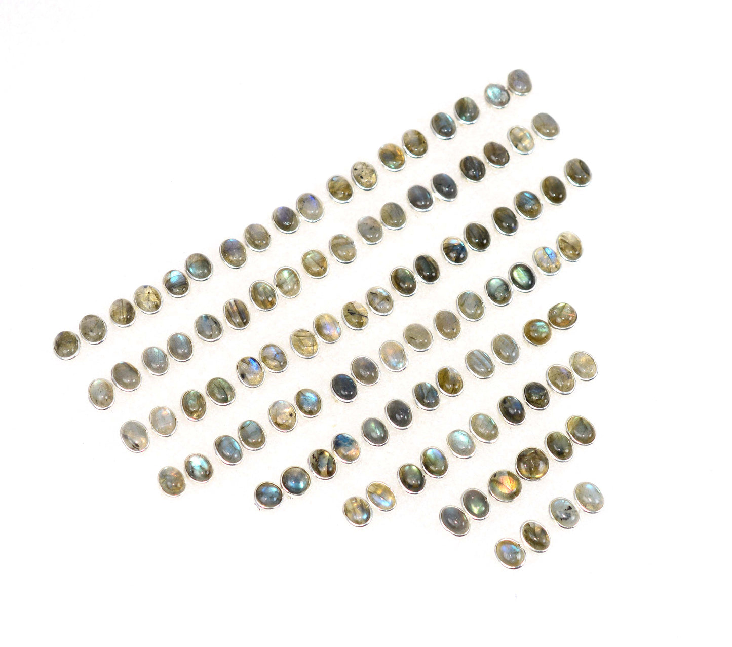 WHOLESALE 51PR 925 SOLID STERLING SILVER LABRADORITE STUD EARRING LOT