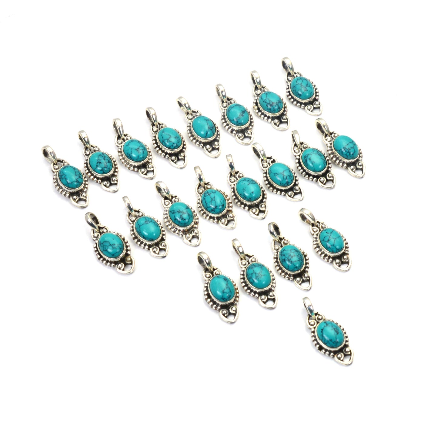 WHOLESALE 21PC 925 SOLID STERLING SILVER BLUE TURQUOISE PENDANT LOT
