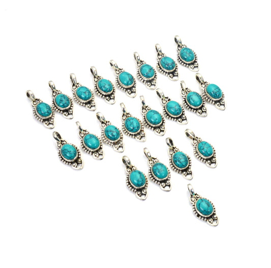 WHOLESALE 21PC 925 SOLID STERLING SILVER BLUE TURQUOISE PENDANT LOT