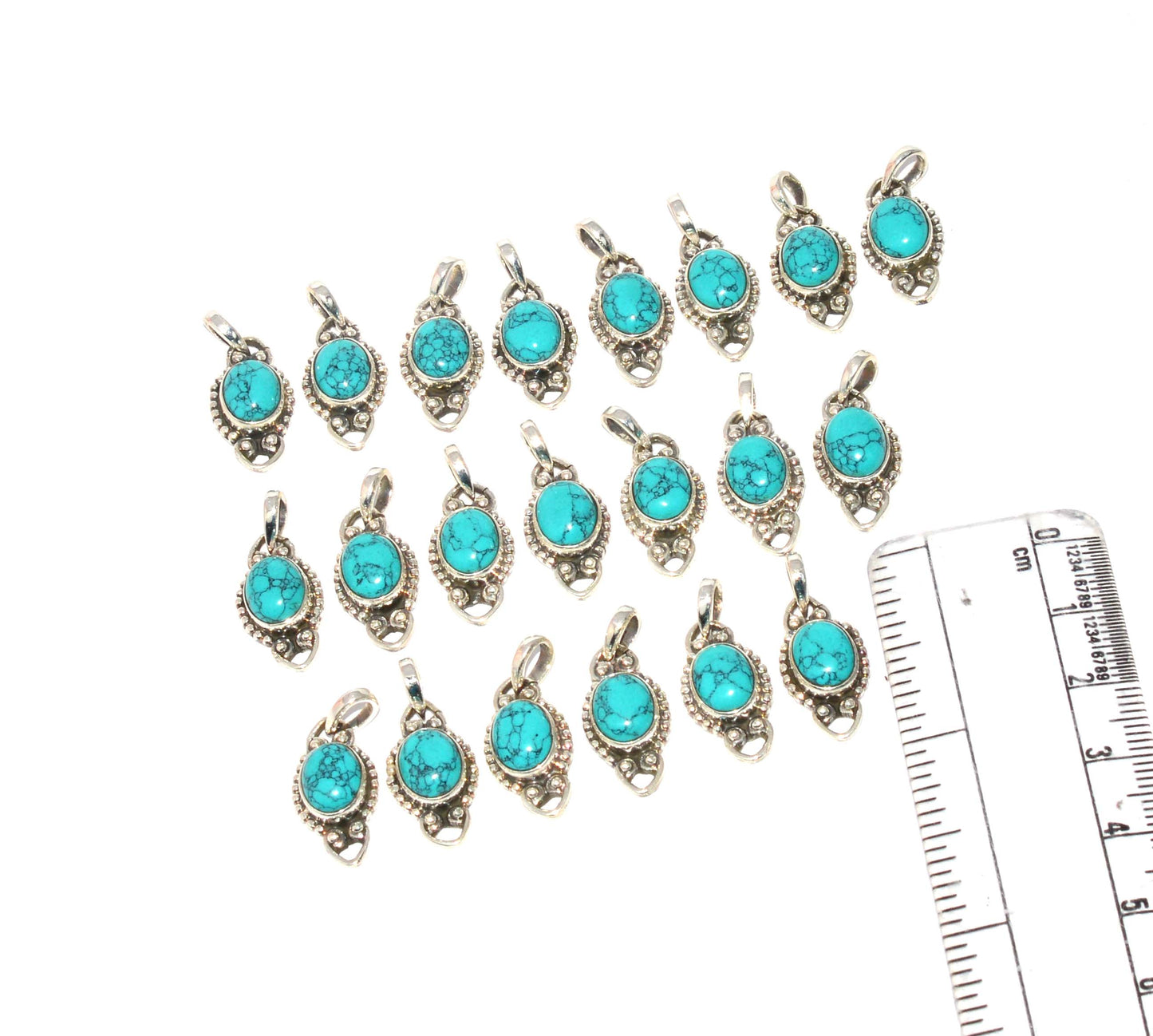 WHOLESALE 21PC 925 SOLID STERLING SILVER BLUE TURQUOISE PENDANT LOT