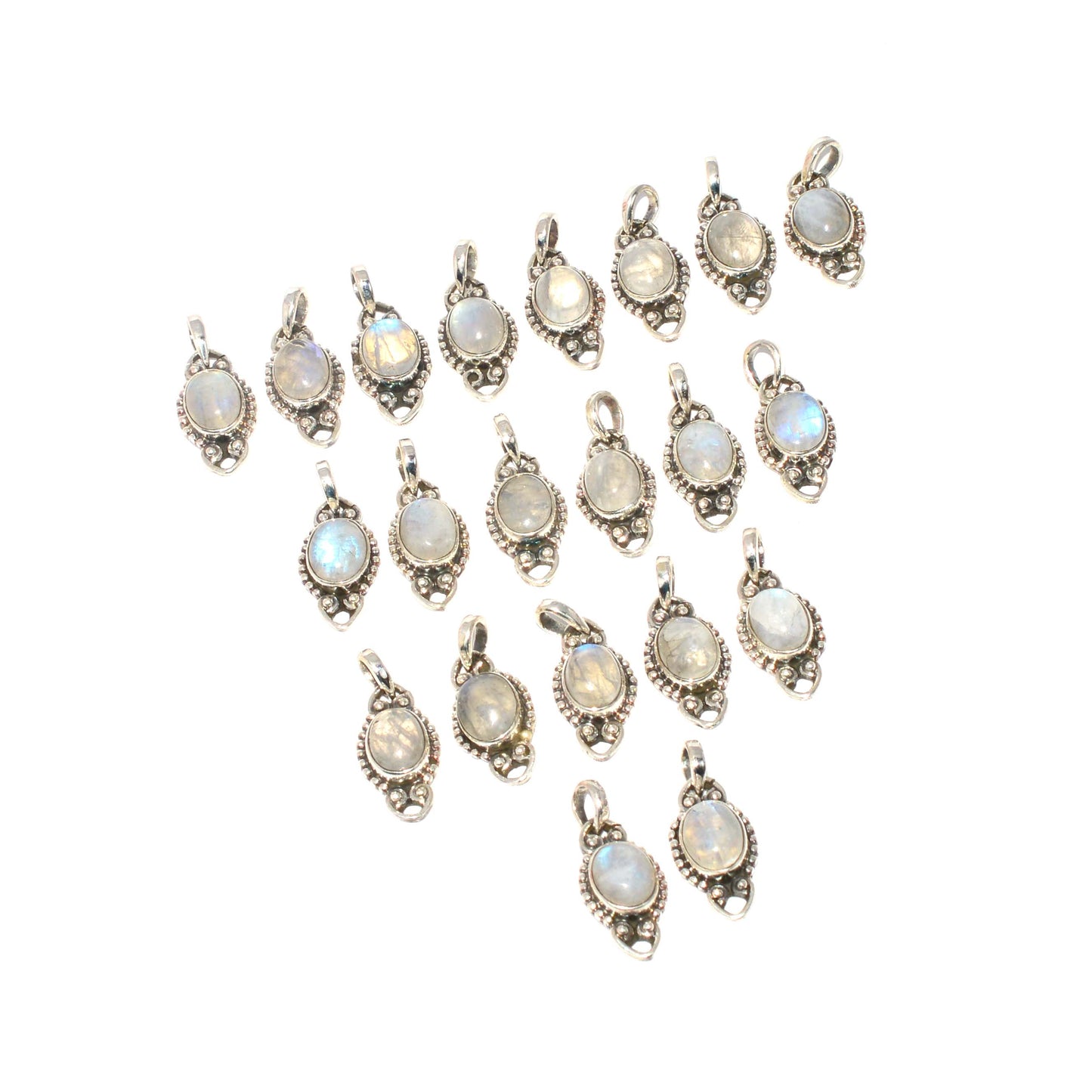 WHOLESALE 21PC 925 SOLID STERLING WHITE RAINBOW MOONSTONE PENDANT LOT