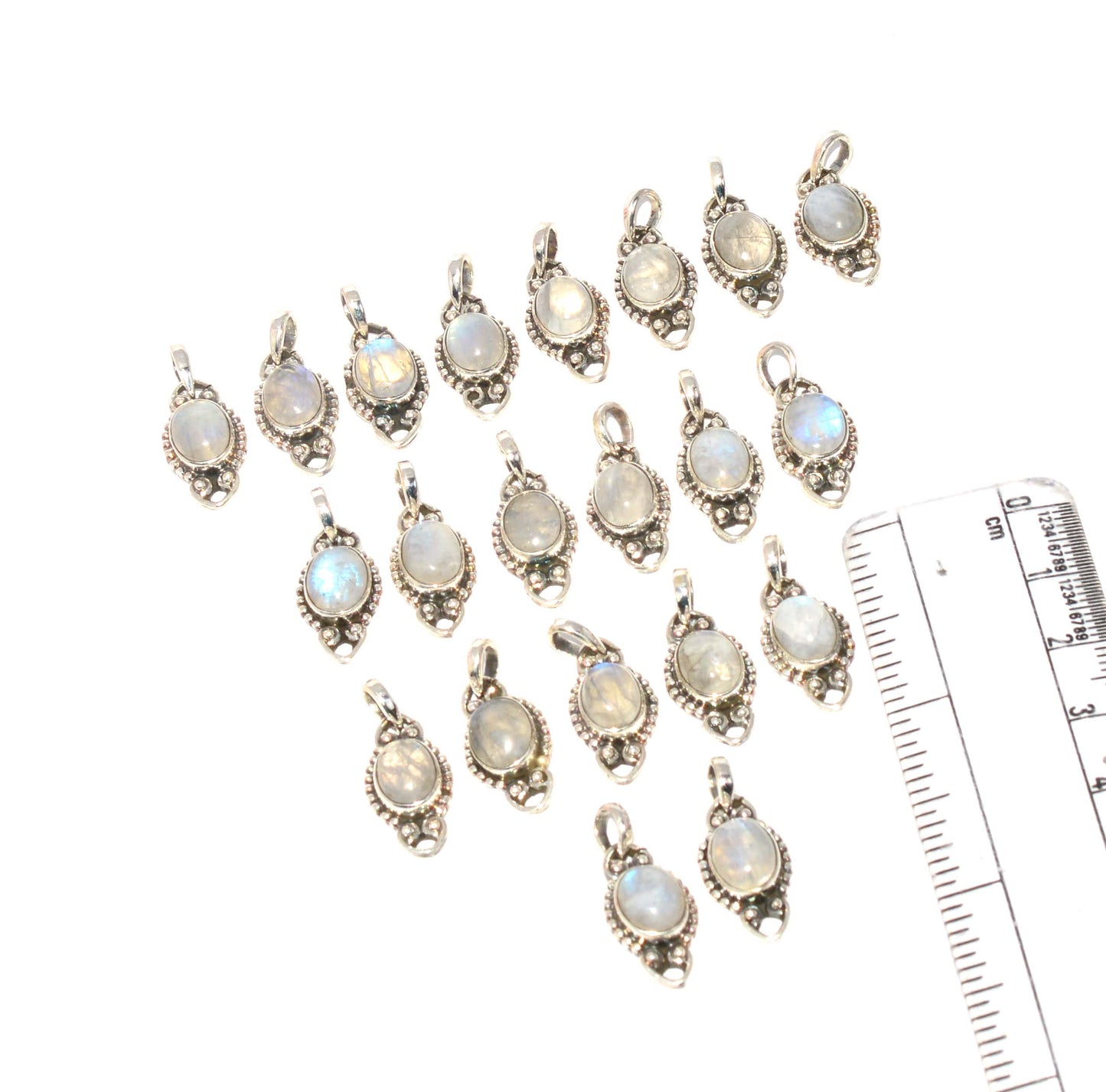 WHOLESALE 21PC 925 SOLID STERLING WHITE RAINBOW MOONSTONE PENDANT LOT