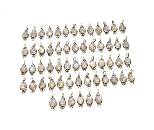 WHOLESALE 58PC 925 SOLID STERLING WHITE RAINBOW MOONSTONE PENDANT LOT