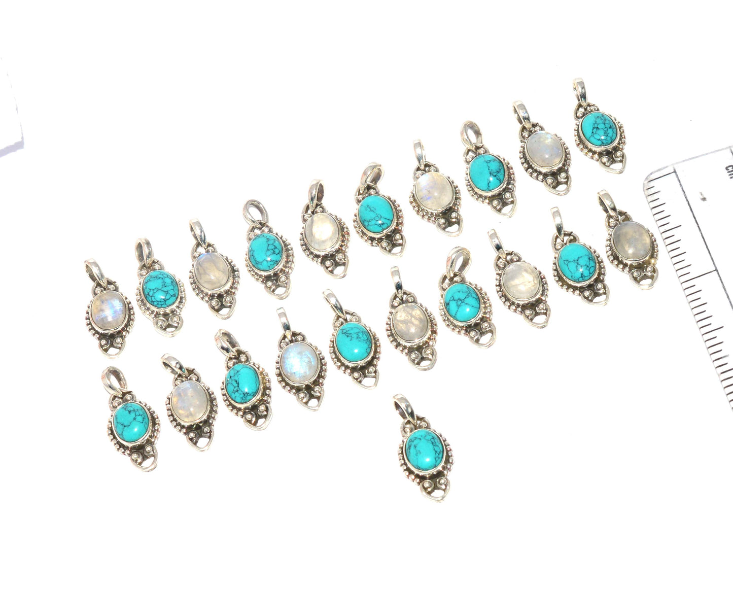 WHOLESALE 21PC 925 SOLID STERLING SILVER BLUE TURQUOISE MIX PENDANT LOT