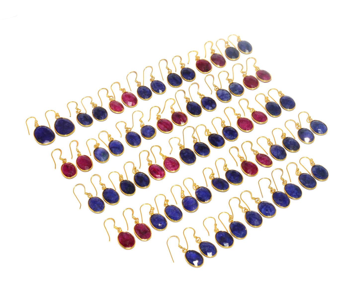WHOLESALE 33PR 925 STERLING 24CT GOLD OVERLAY Simulated Ruby EARRING LOT