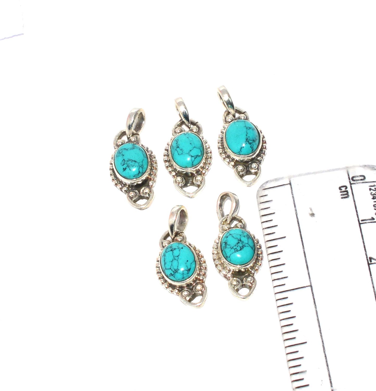 WHOLESALE 5PC 925 SOLID STERLING SILVER BLUE TURQUOISE PENDANT LOT
