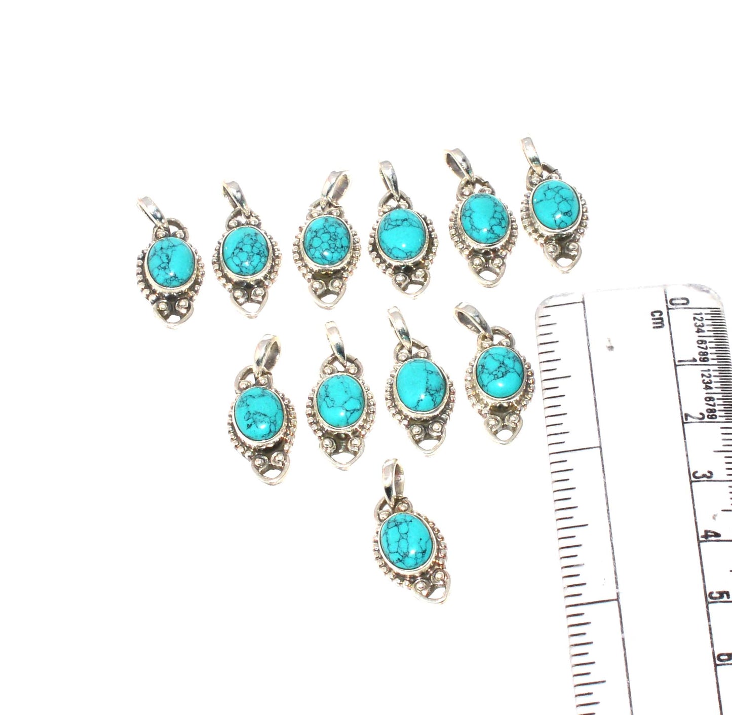 WHOLESALE 11PC 925 SOLID STERLING SILVER BLUE TURQUOISE PENDANT LOT