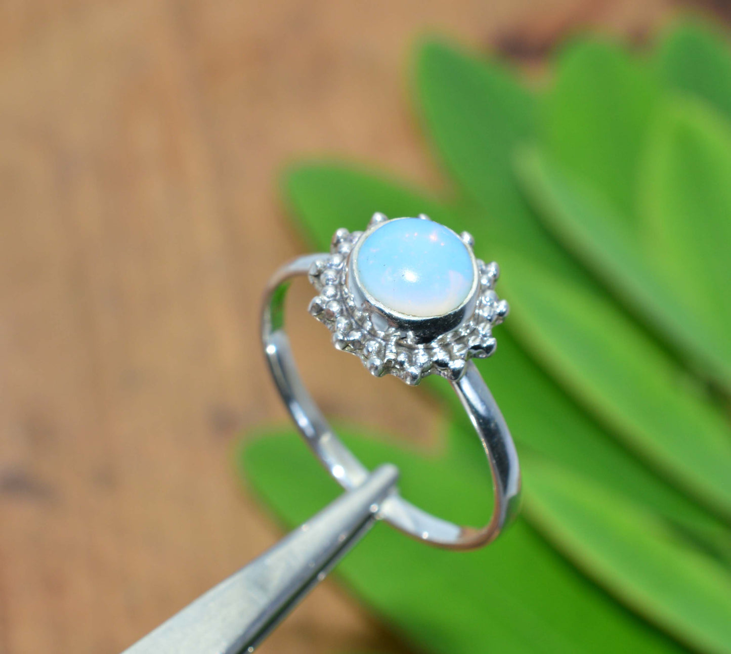 WHOLESALE 5PC 925 SOLID STERLING SILVER MILKY OPALITE RING LOT