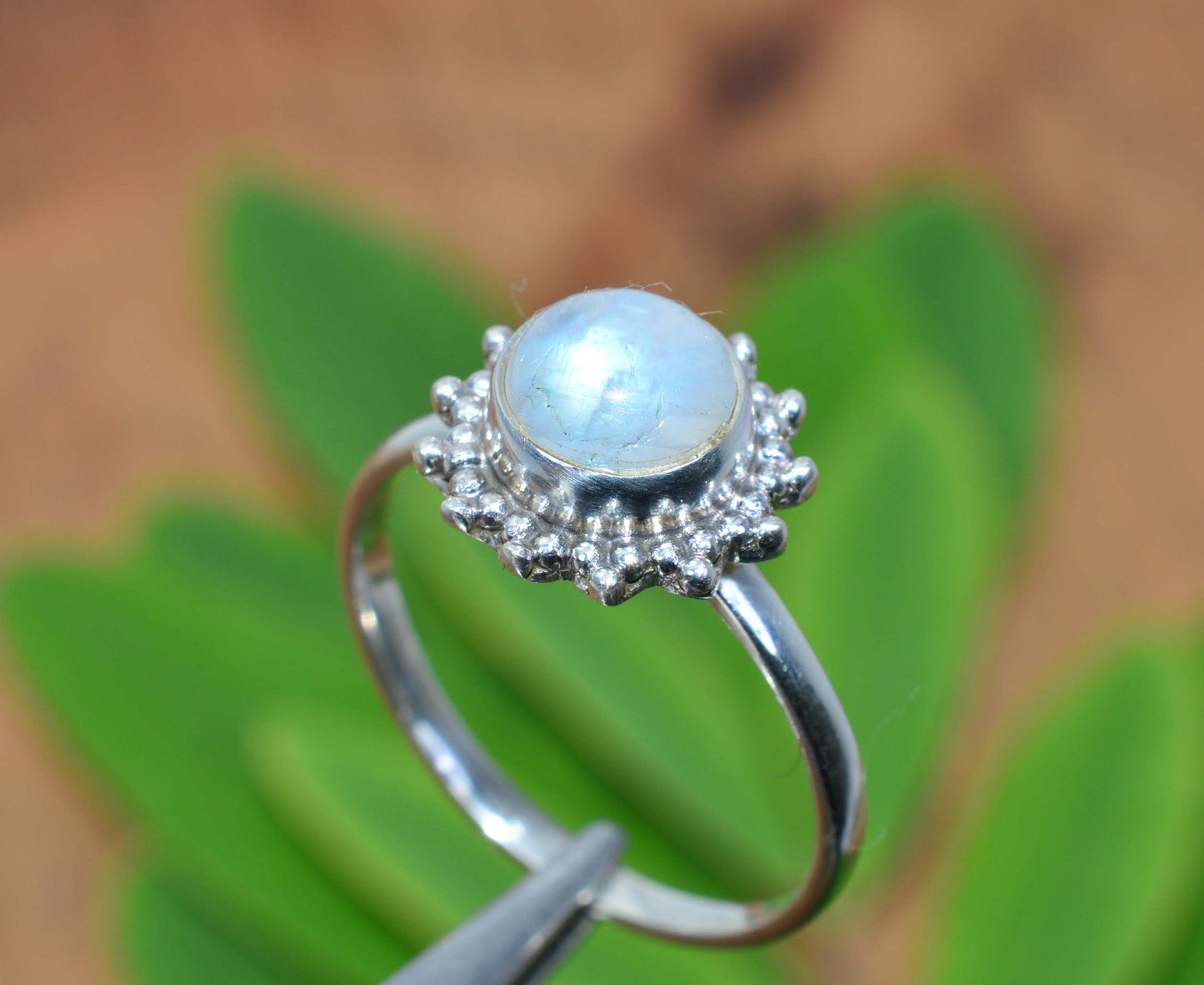 WHOLESALE 5PC 925 SOLID STERLING SILVER WHITE RAINBOW MOONSTONE RING LOT