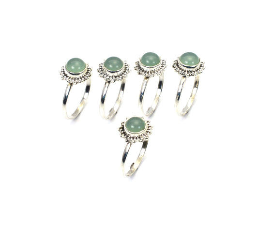 WHOLESALE 5PC 925 SOLID STERLING SILVER AQUA CHALCEDONY RING LOT