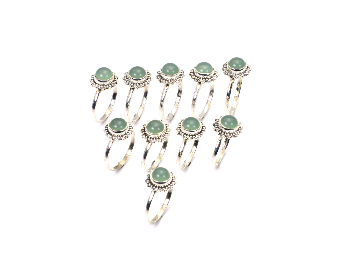 WHOLESALE 10PC 925 SOLID STERLING SILVER AQUA CHALCEDONY RING LOT