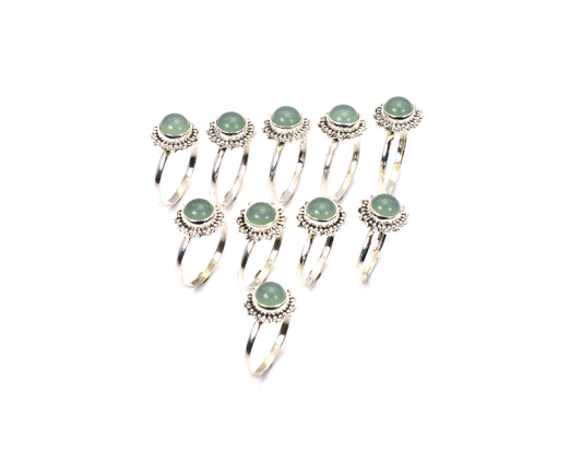 WHOLESALE 10PC 925 SOLID STERLING SILVER AQUA CHALCEDONY RING LOT