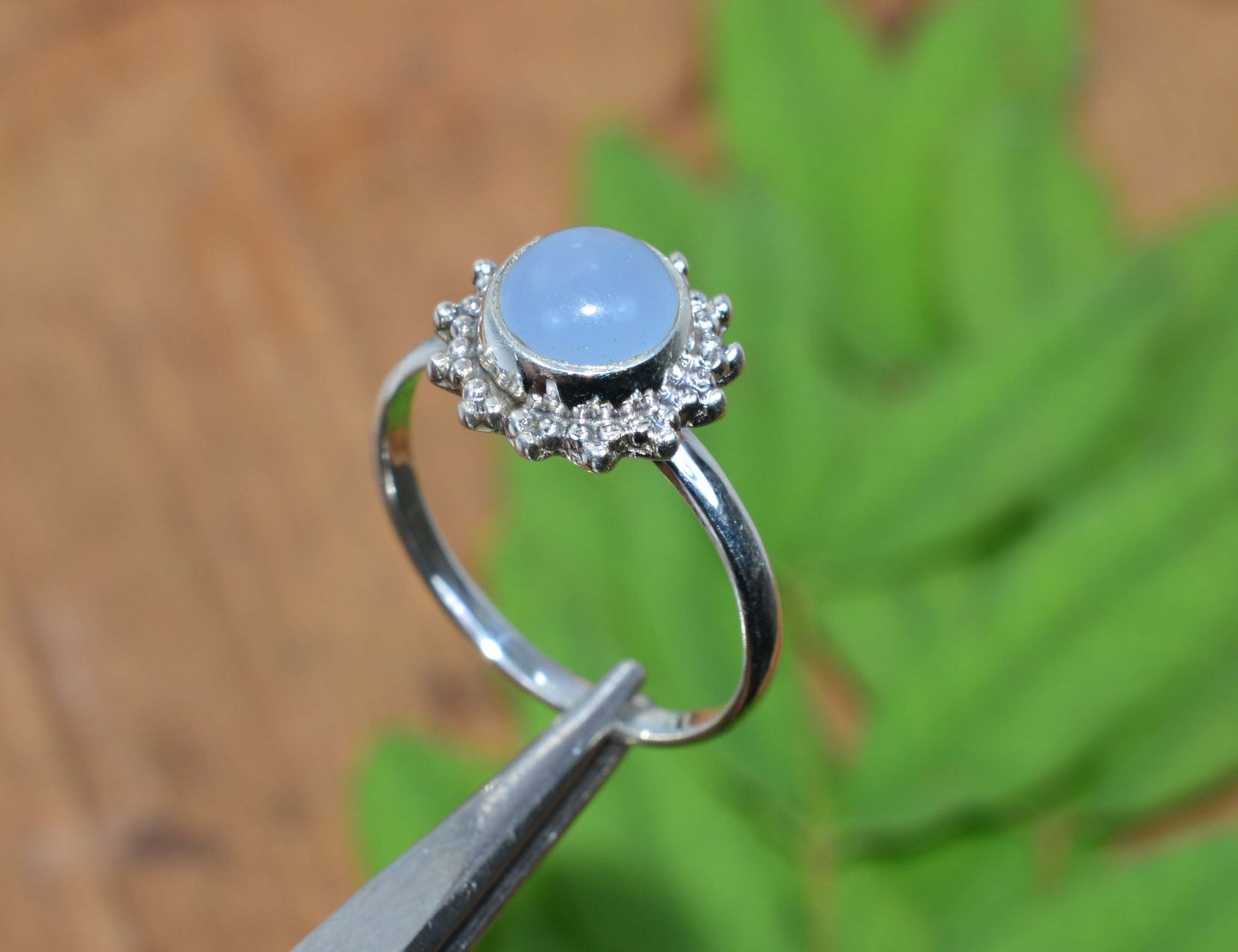 WHOLESALE 5PC 925 SOLID STERLING SILVER BLUE CHALCEDONY RING LOT