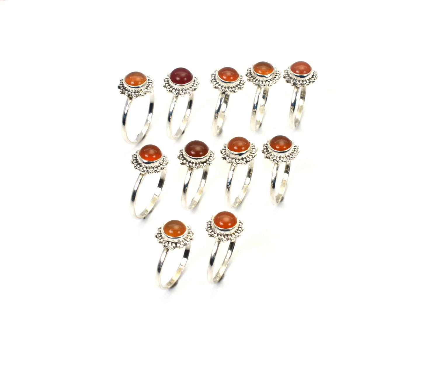 WHOLESALE 11PC 925 SOLID STERLING SILVER RED CARNELIAN RING LOT