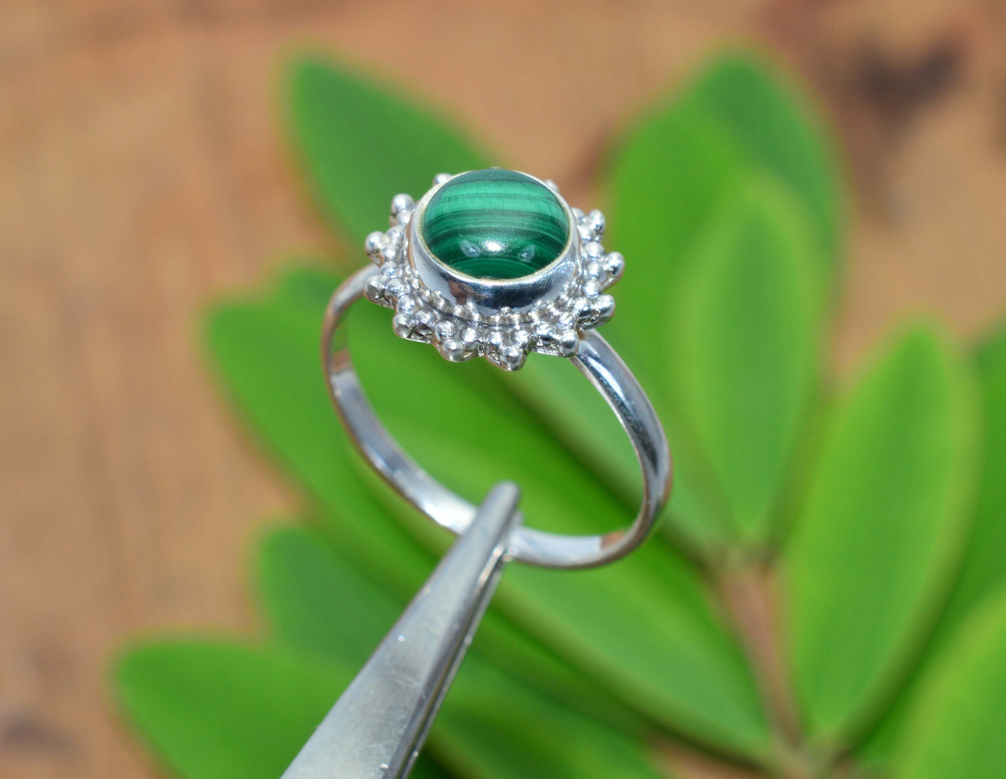 WHOLESALE 5PC 925 SOLID STERLING SILVER GREEN MALACHITE RING LOT