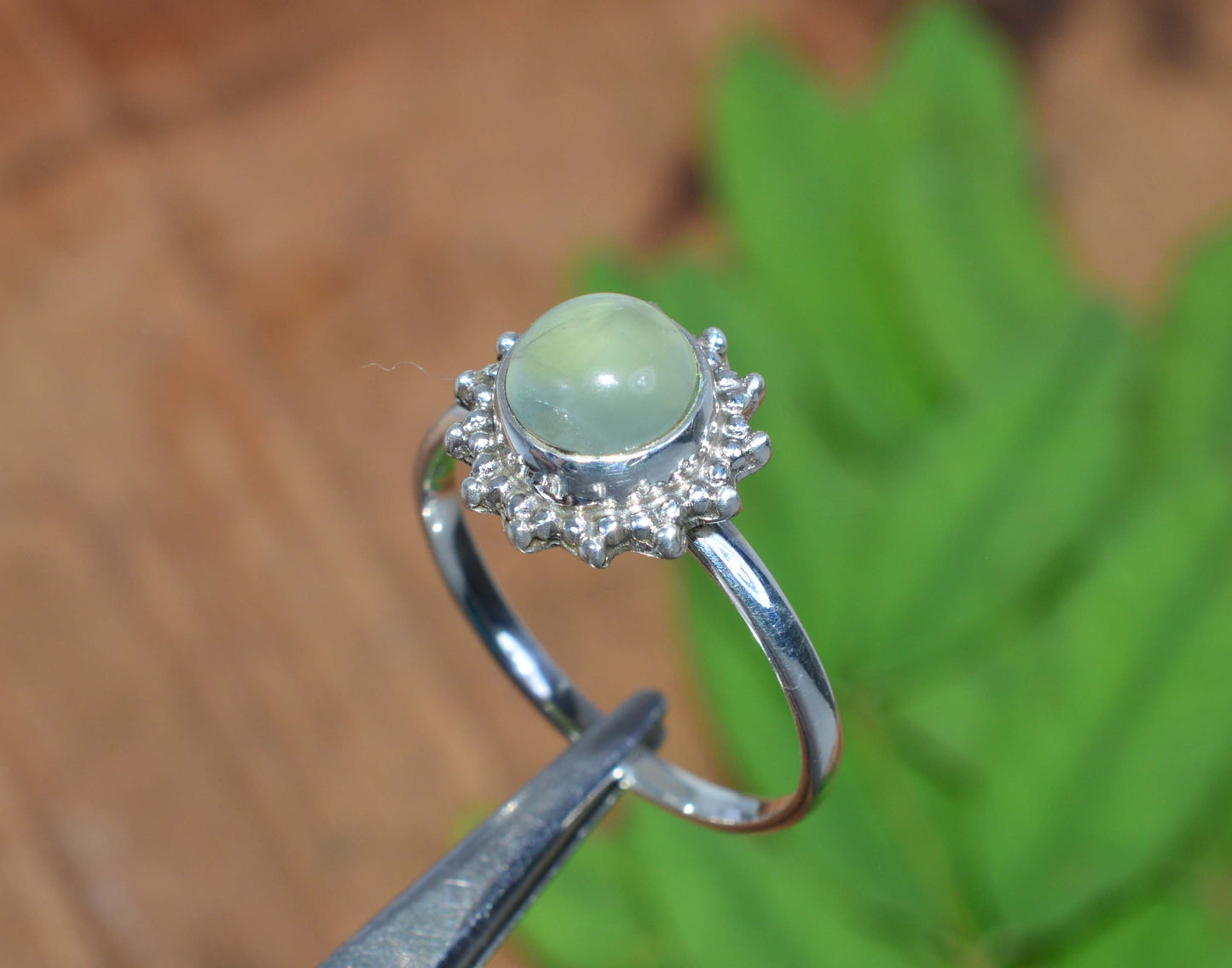 WHOLESALE 5PC 925 SOLID STERLING SILVER GREEN PREHNITE RING LOT