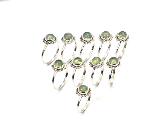 WHOLESALE 10PC 925 SOLID STERLING SILVER GREEN PREHNITE RING LOT