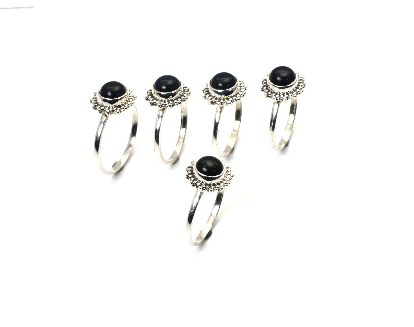 WHOLESALE 5PC 925 SOLID STERLING SILVER BLACK ONYX RING LOT