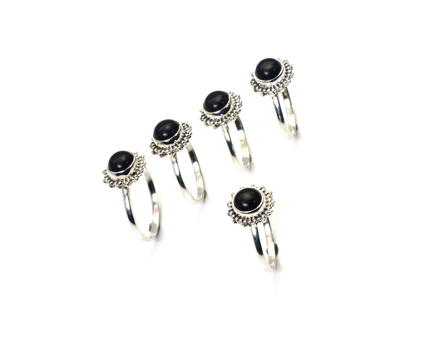 WHOLESALE 5PC 925 SOLID STERLING SILVER BLACK ONYX RING LOT