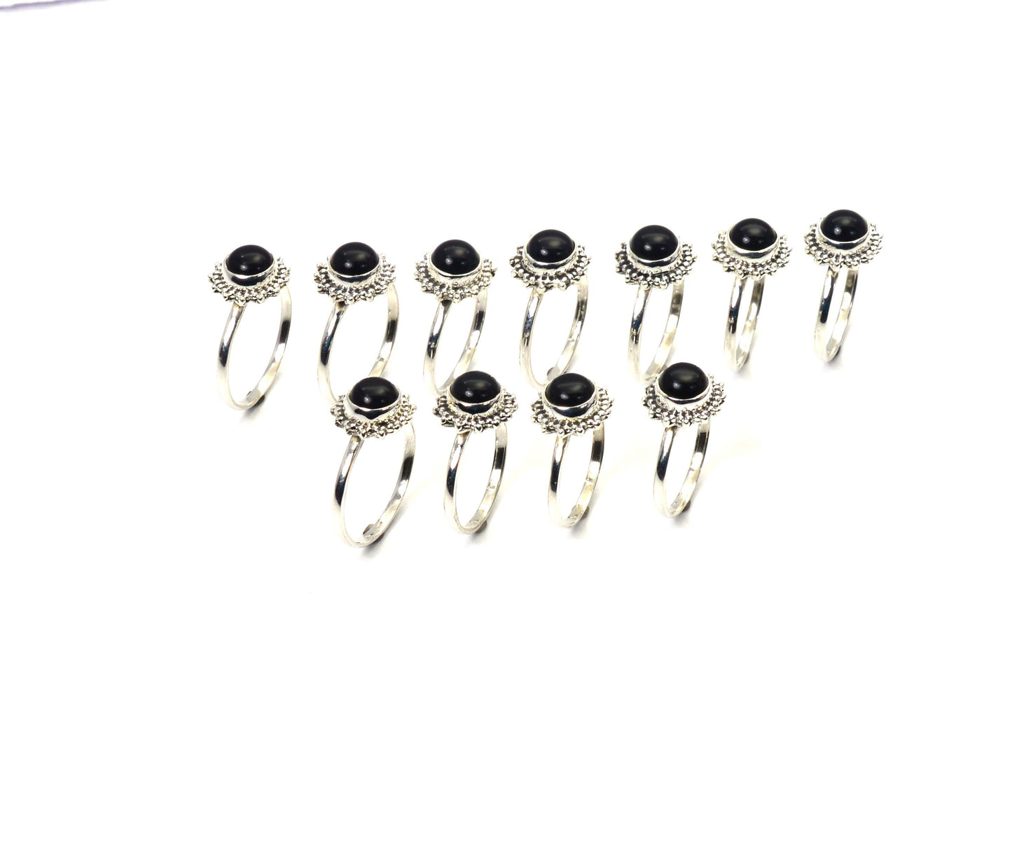 WHOLESALE 11PC 925 SOLID STERLING SILVER BLACK ONYX RING LOT