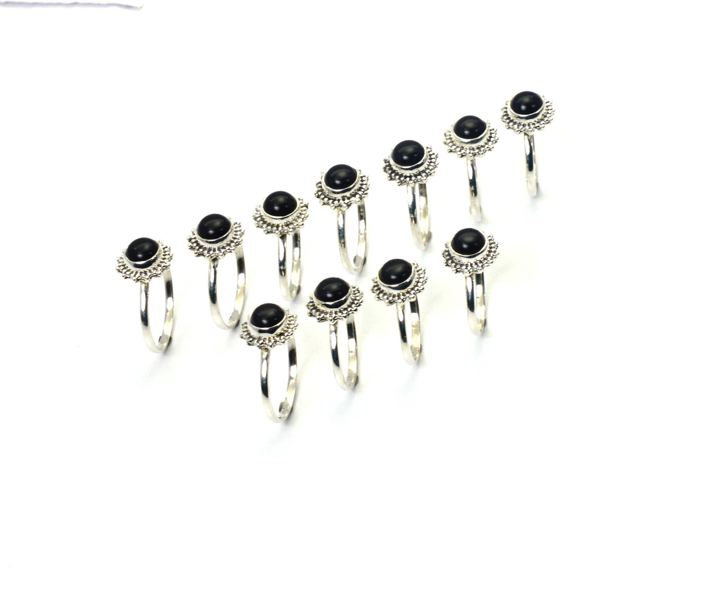 WHOLESALE 11PC 925 SOLID STERLING SILVER BLACK ONYX RING LOT