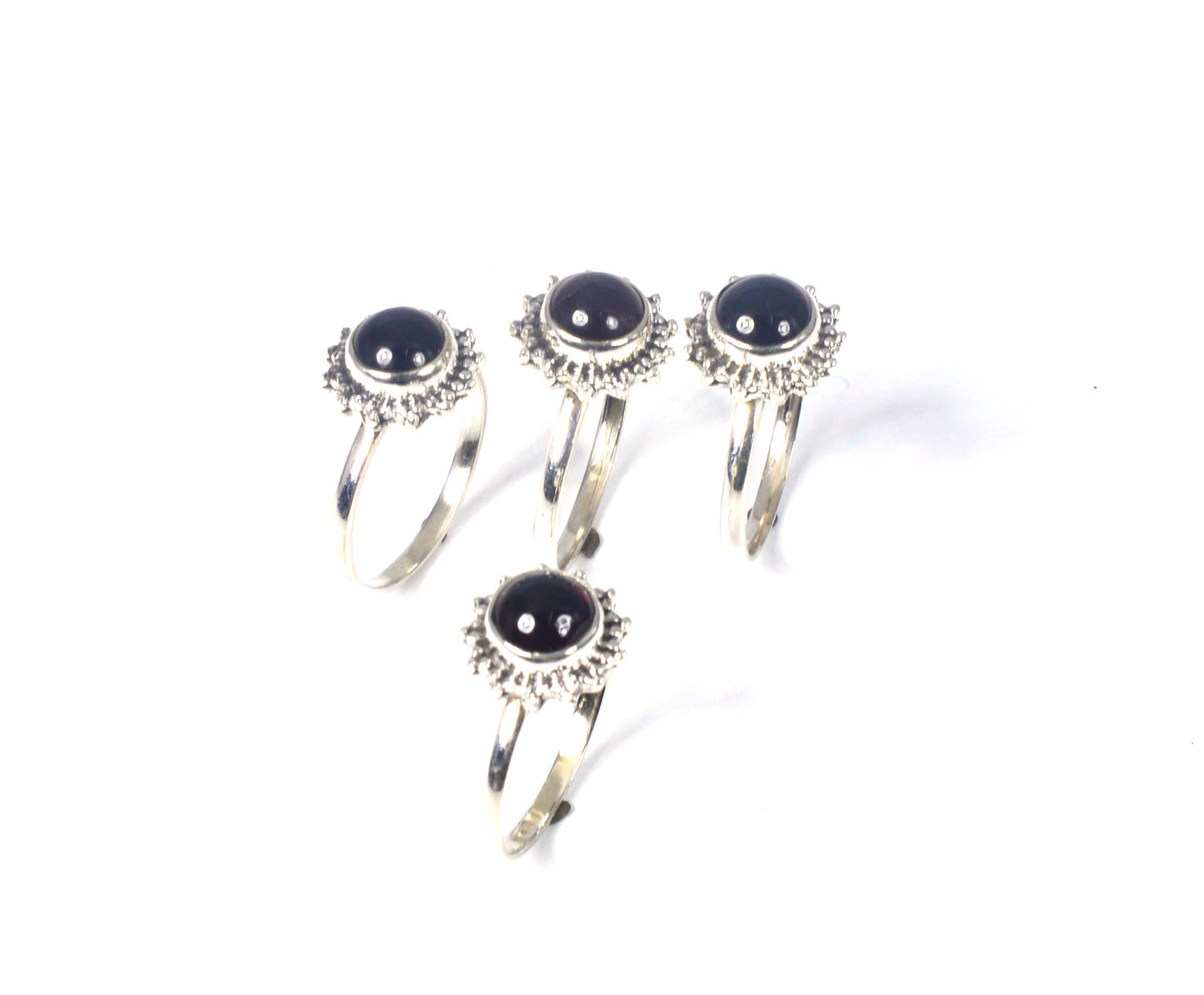 WHOLESALE 4PC 925 SOLID STERLING SILVER RED GARNET RING LOT