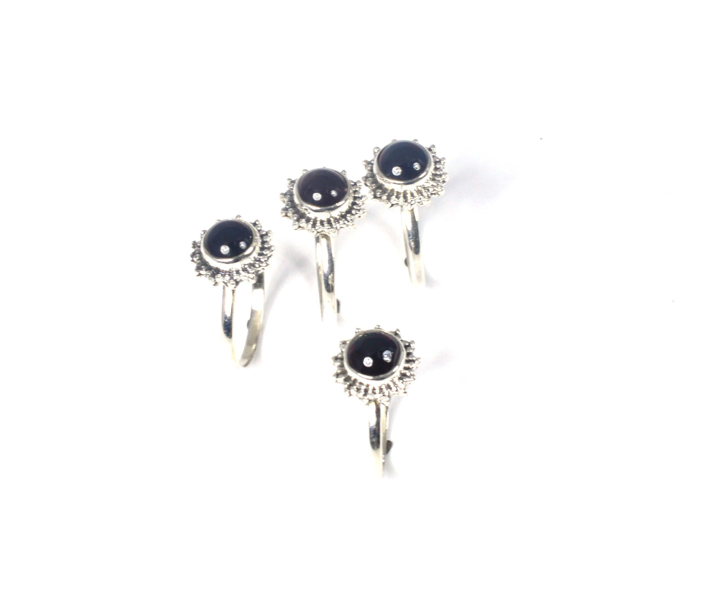 WHOLESALE 4PC 925 SOLID STERLING SILVER RED GARNET RING LOT