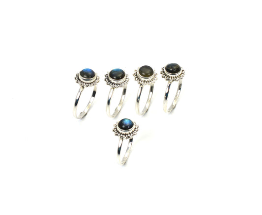 WHOLESALE 5PC 925 SOLID STERLING SILVER LABRADORITE RING LOT