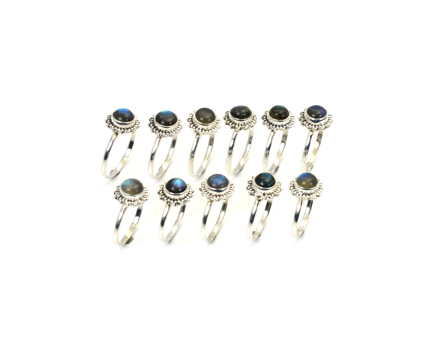 WHOLESALE 11PC 925 SOLID STERLING SILVER LABRADORITE RING LOT