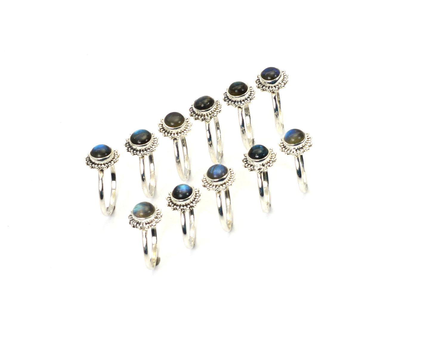 WHOLESALE 11PC 925 SOLID STERLING SILVER LABRADORITE RING LOT