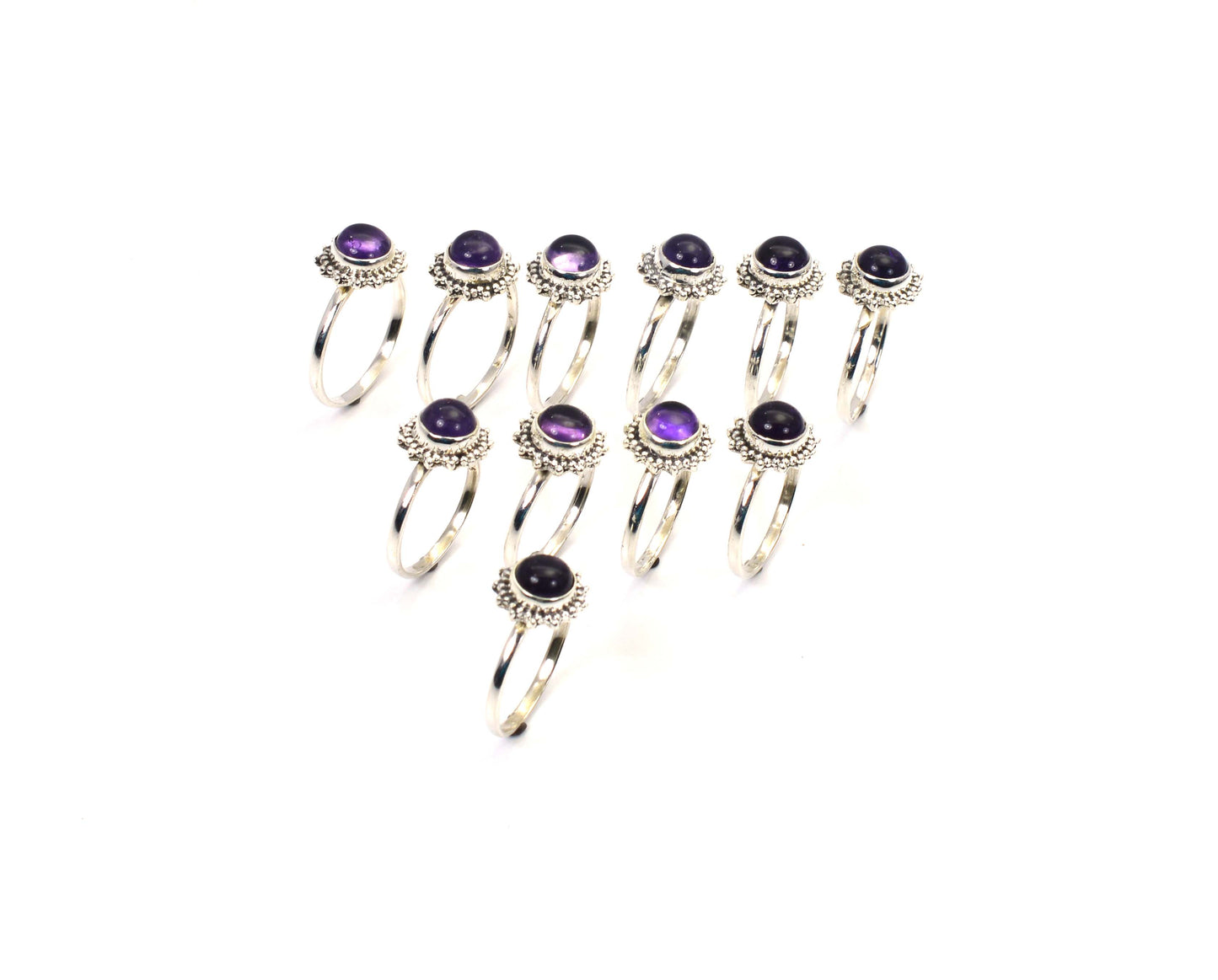 WHOLESALE 11PC 925 SOLID STERLING SILVER PURPLE AMETHYST RING LOT