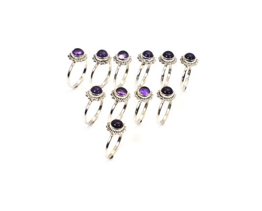 WHOLESALE 11PC 925 SOLID STERLING SILVER PURPLE AMETHYST RING LOT