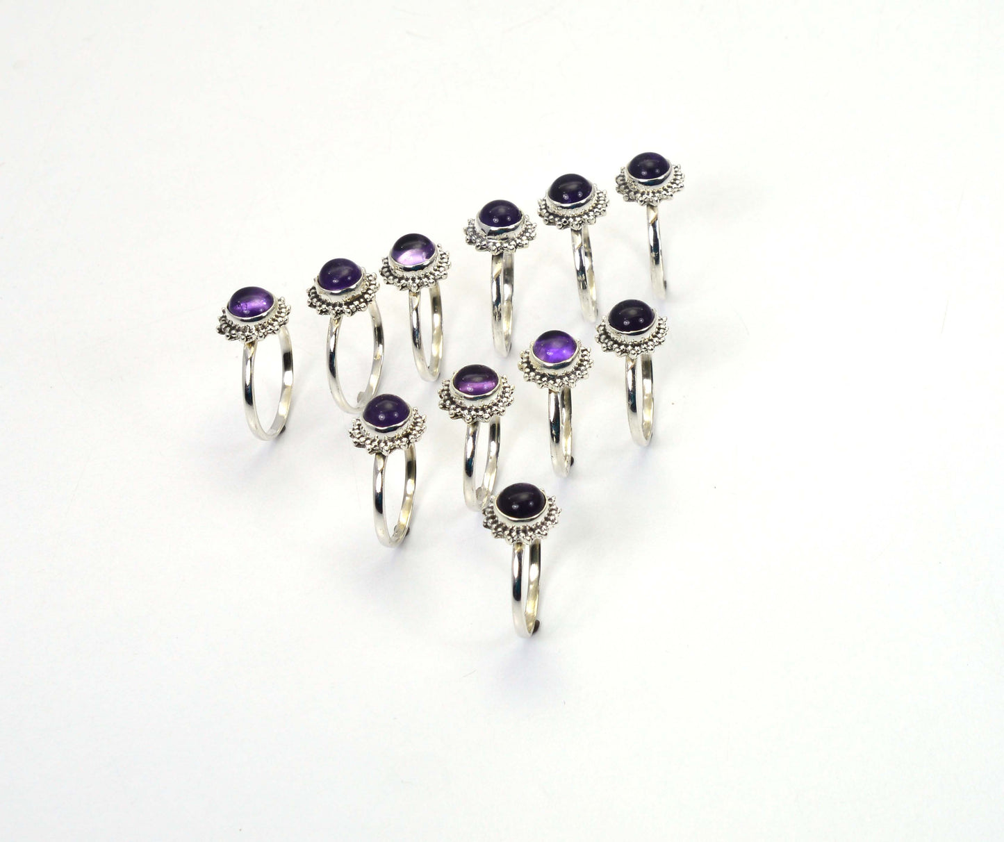 WHOLESALE 11PC 925 SOLID STERLING SILVER PURPLE AMETHYST RING LOT