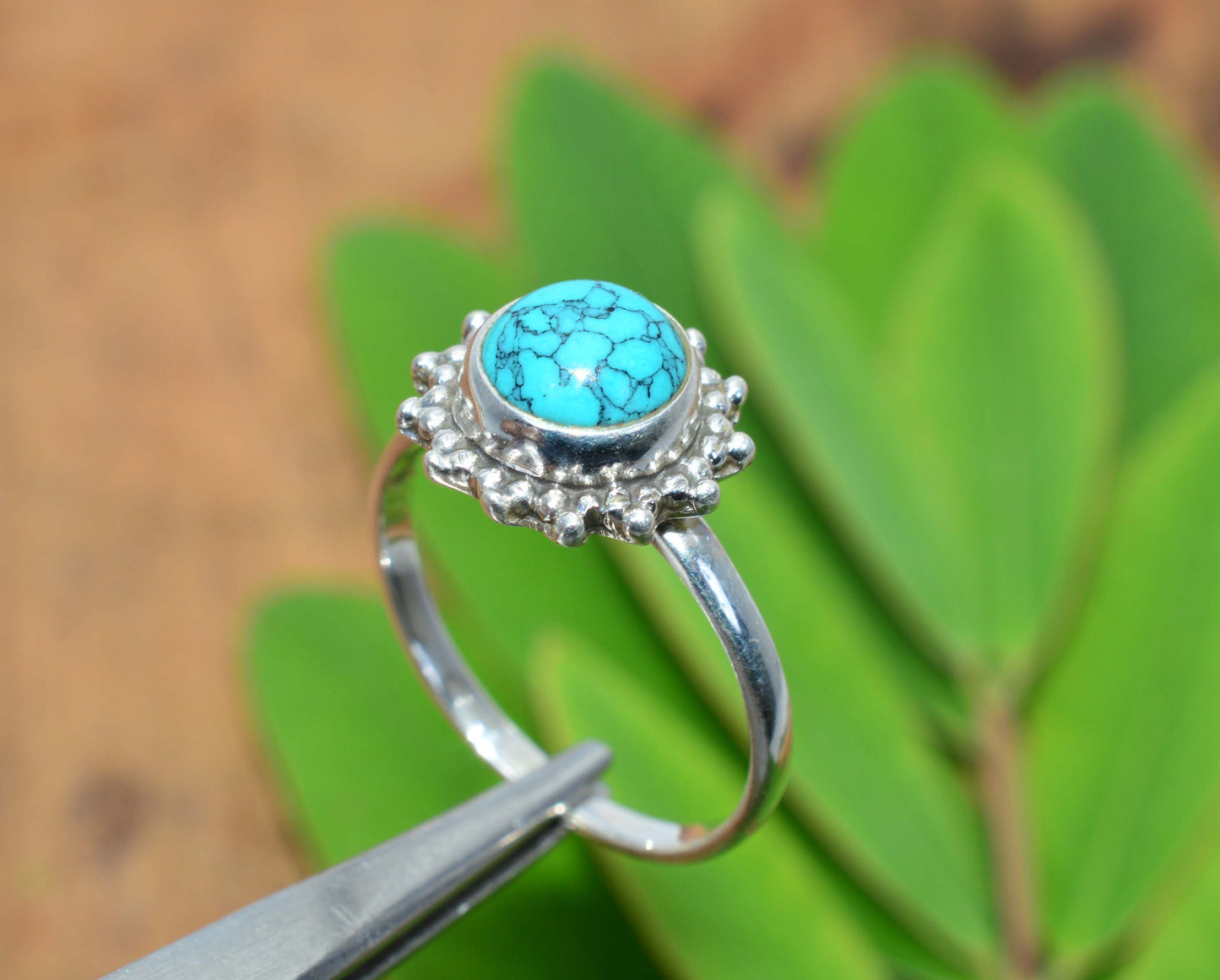 WHOLESALE 5PC 925 SOLID STERLING SILVER BLUE TURQUOISE RING LOT