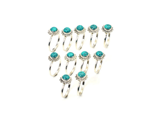 WHOLESALE 11PC 925 SOLID STERLING SILVER BLUE TURQUOISE RING LOT