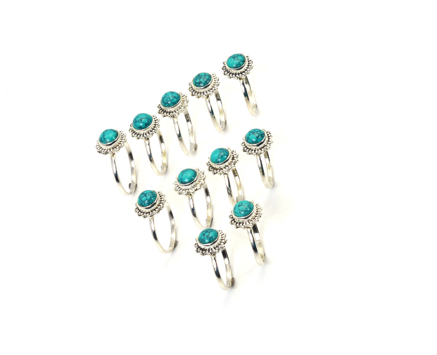 WHOLESALE 11PC 925 SOLID STERLING SILVER BLUE TURQUOISE RING LOT