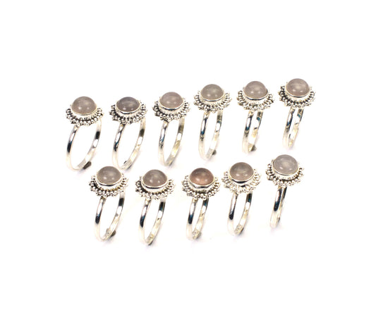 WHOLESALE 11PC 925 SOLID STERLING SILVER PINK ROSE QUARTZ RING LOT