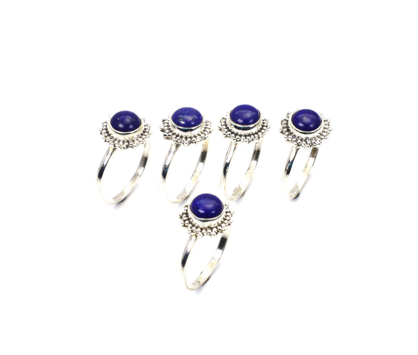 WHOLESALE 5PC 925 SOLID STERLING SILVER BLUE LAPIS LAZULI RING LOT