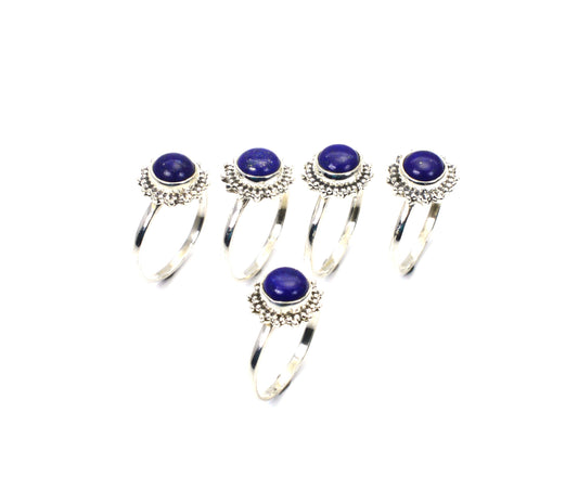 WHOLESALE 5PC 925 SOLID STERLING SILVER BLUE LAPIS LAZULI RING LOT