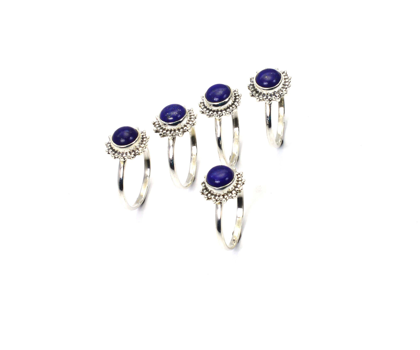 WHOLESALE 5PC 925 SOLID STERLING SILVER BLUE LAPIS LAZULI RING LOT