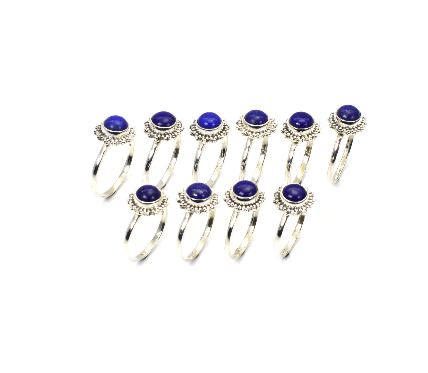 WHOLESALE 10PC 925 SOLID STERLING SILVER BLUE LAPIS LAZULI RING LOT