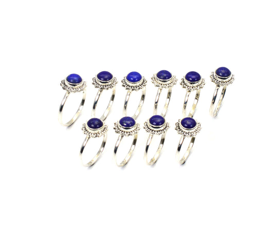 WHOLESALE 10PC 925 SOLID STERLING SILVER BLUE LAPIS LAZULI RING LOT